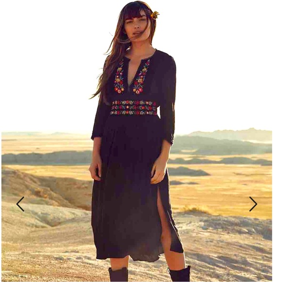 flora midi dress free people Free People Flora Midi Dress in Black Size Extra Small